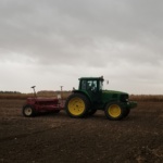 Winter wheat breeder plot being planted